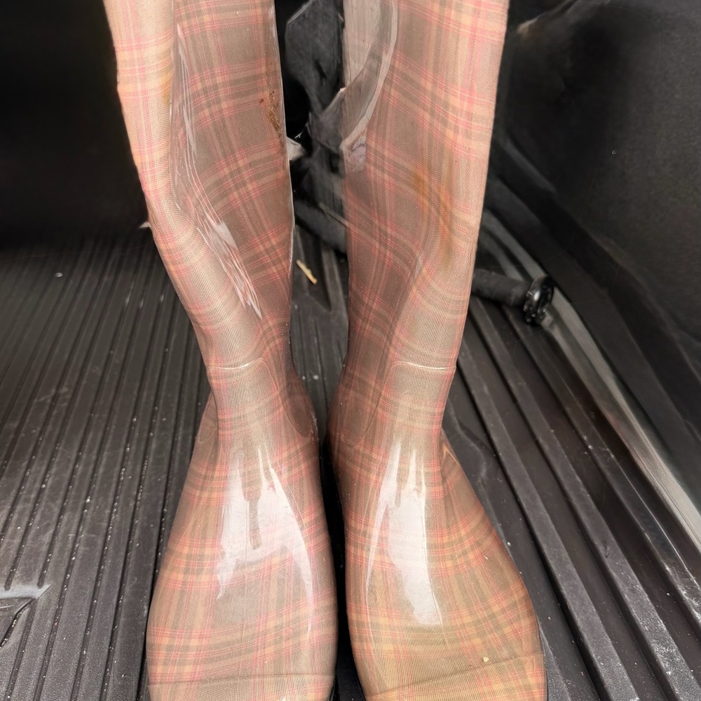 UGG Plaid Women's Winter Rain Boots - Brown and Pink